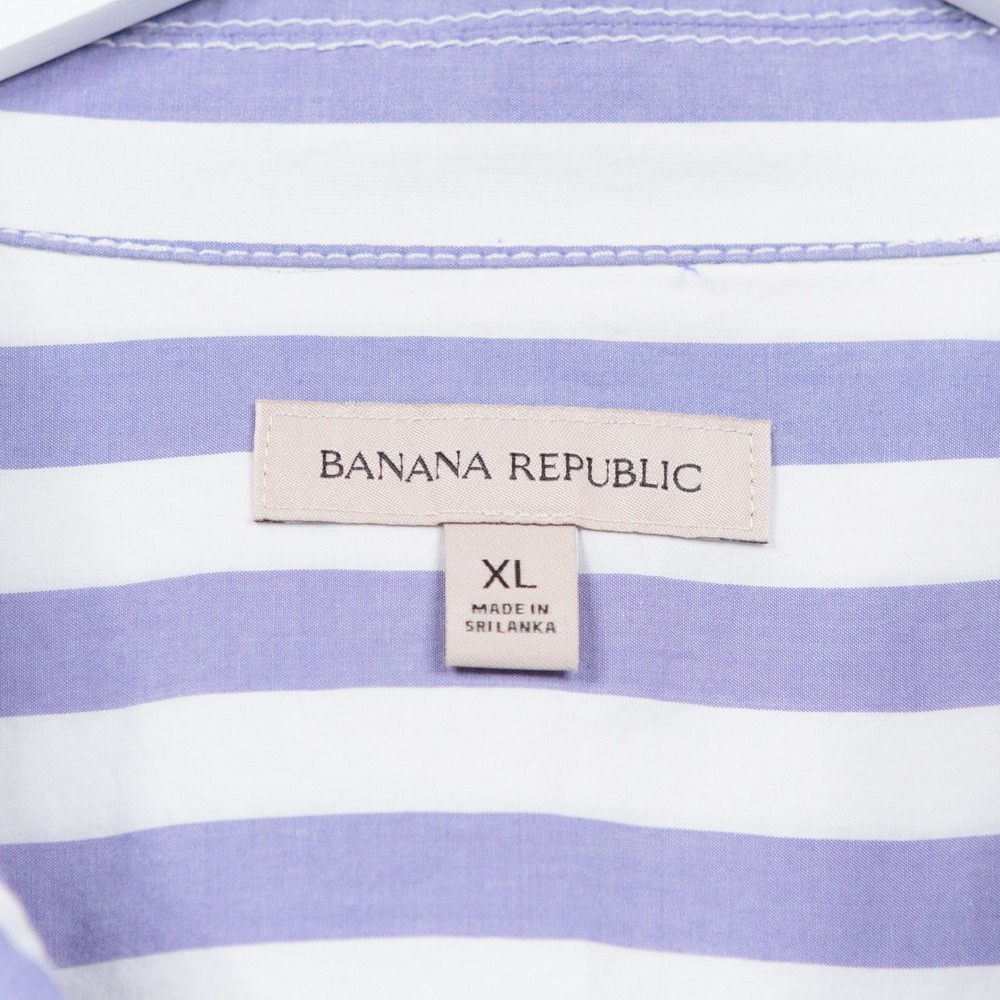 Banana Republic Lavender and White Striped Short-Sleeve Button Down Shirt - Picture 6 of 7
